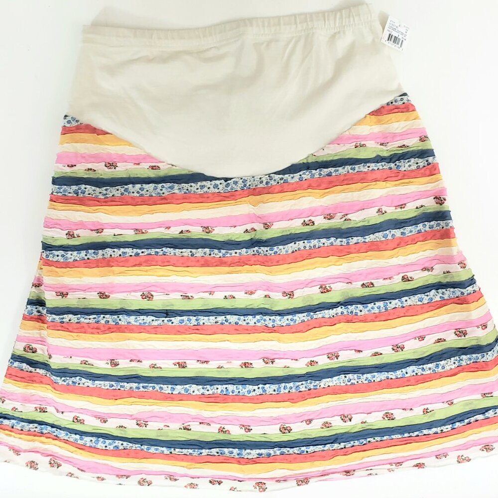 Motherhood Maternity Pull-On Mini Skirt Size MEDIUM Patchwork Stripes